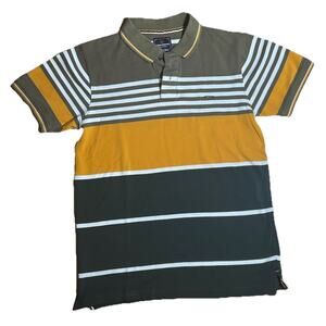 VTG Style 4-Four Square Striped Polo Shirt Mens Size 38 Cotton Color Block Retro